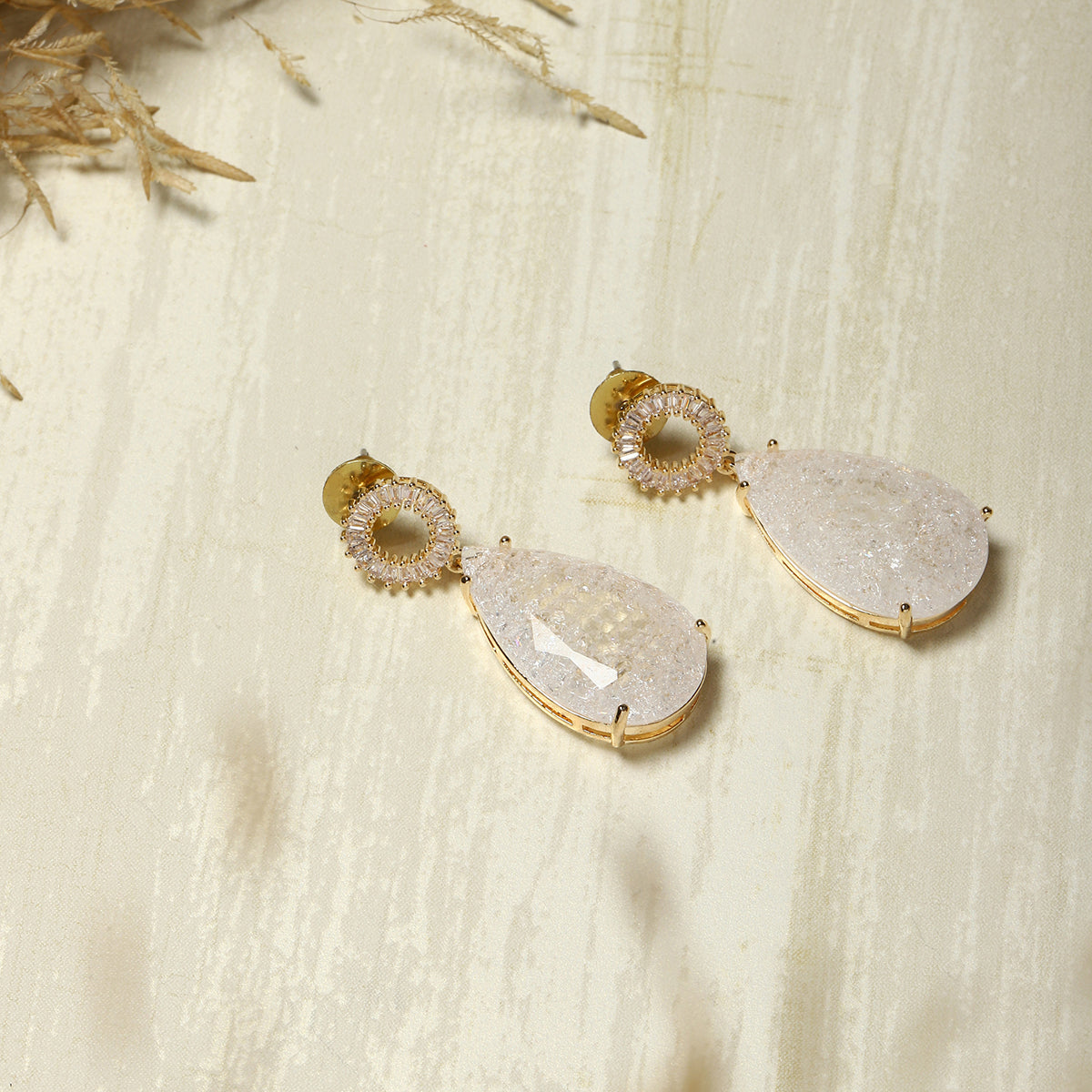 White Silver Tone Handcrafted Earrings