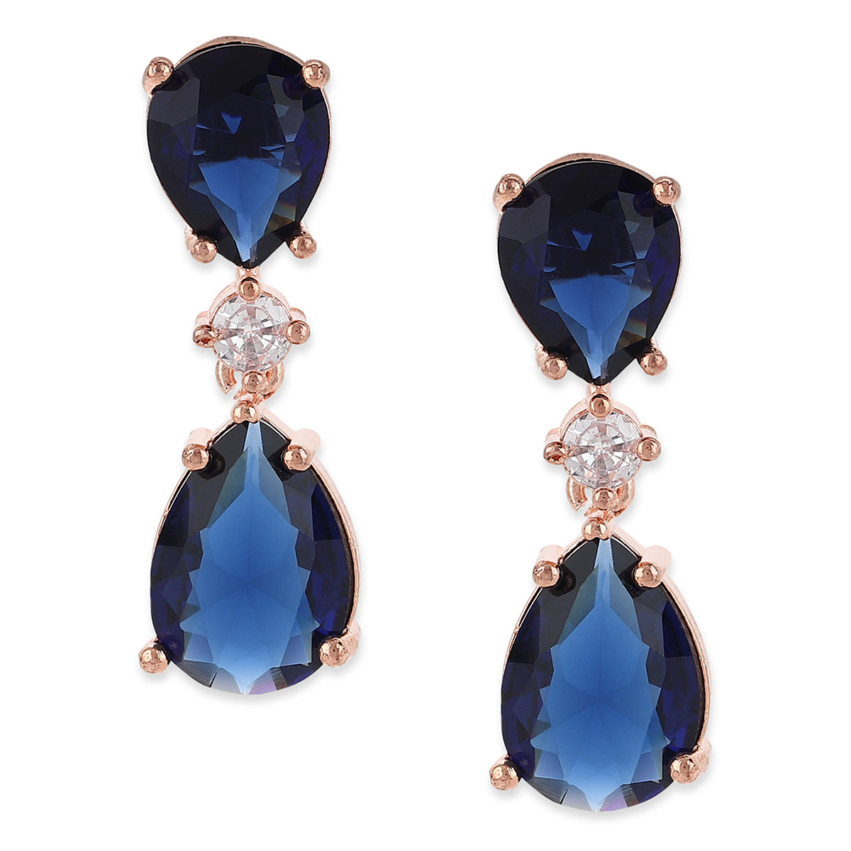 Blue Teardrop Shaped Drop Earrings