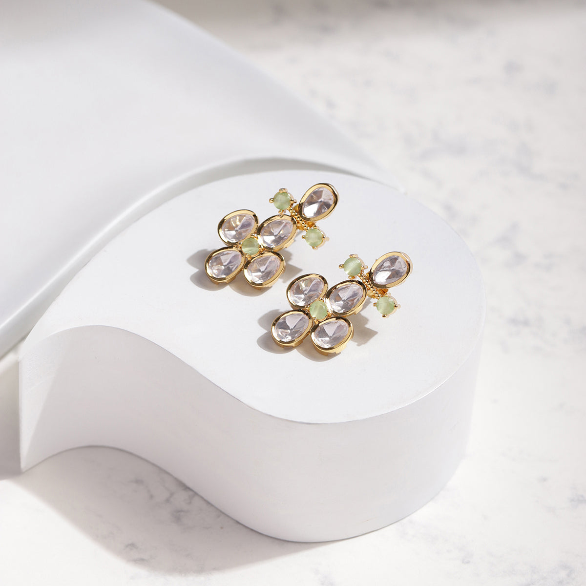 Gold-Toned Contemporary Studs Earrings