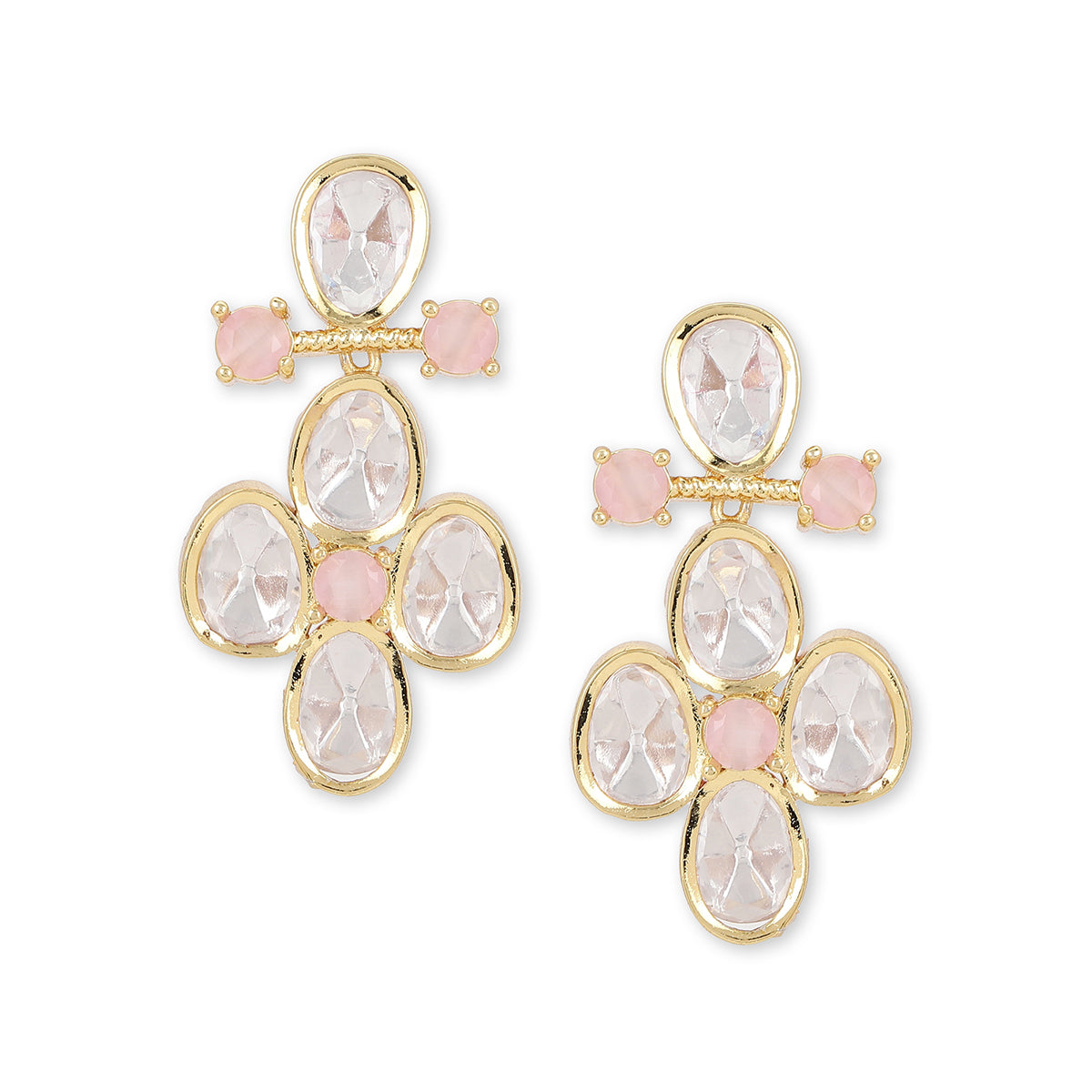 Gold-Toned & Pink Contemporary Studs Earrings