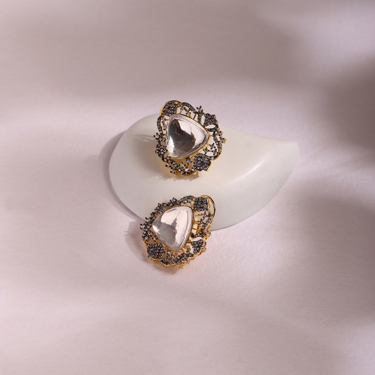 Gold-Toned Contemporary Studs Earrings