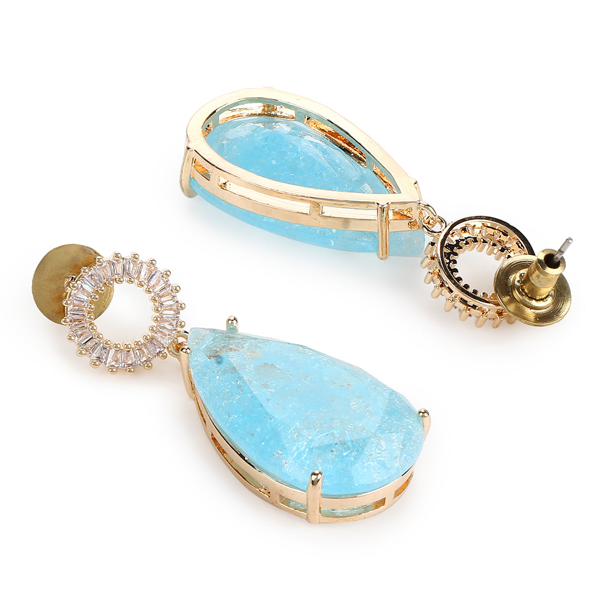 Blue Gold Tone Handcrafted Earrings