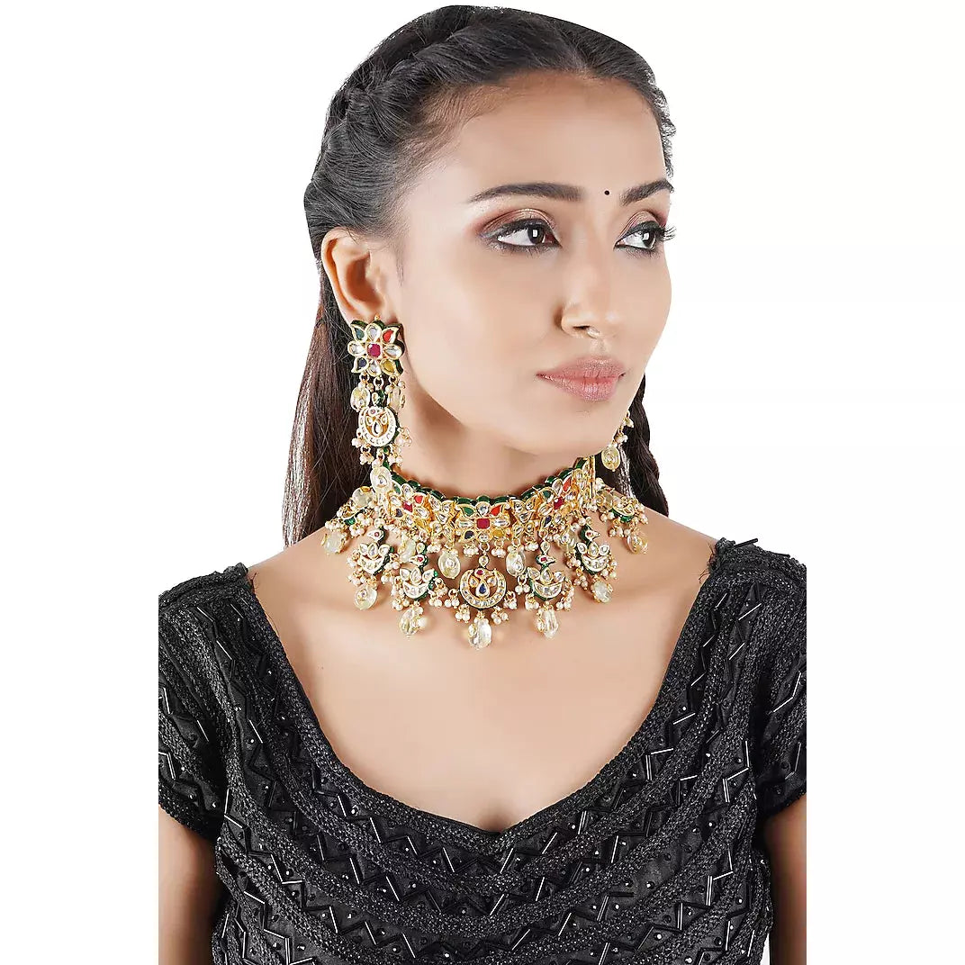 Gold Finish Choker Necklace