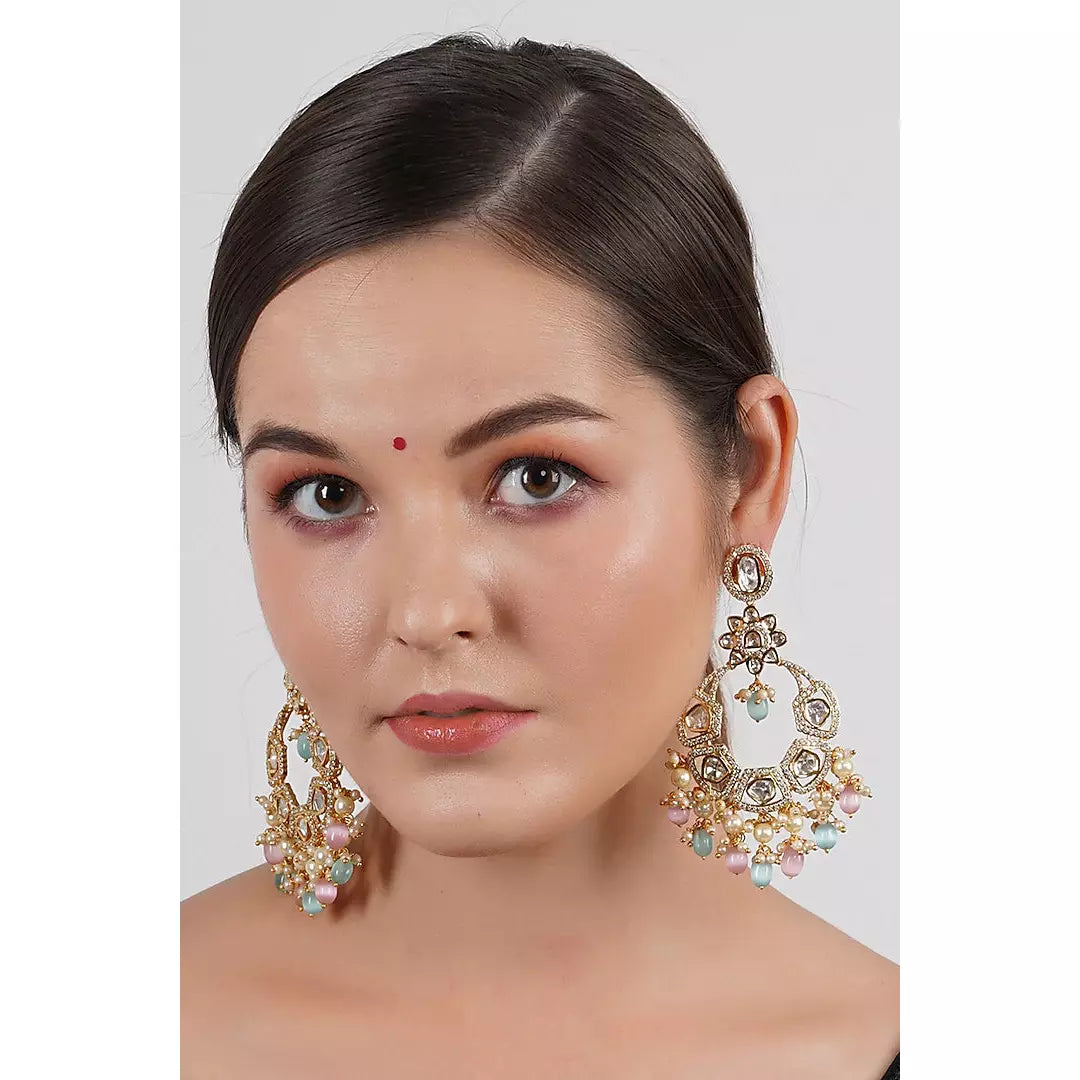 Gold Finish Polki Earrings