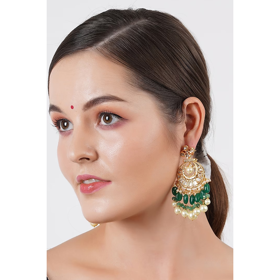 Gold Finish Chandbali Earrings