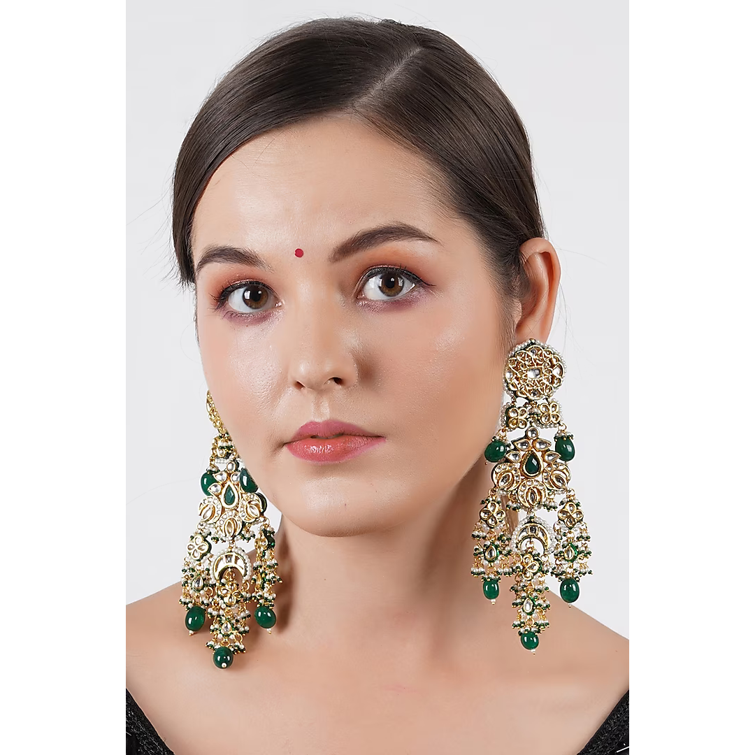 Gold Finish Chandbali Earrings