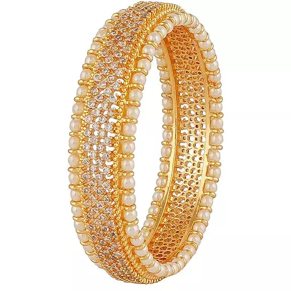 Gold Finish American Diamond Bangles (Set of 2)