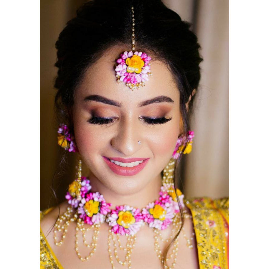 Diya Haldi Flower Set Indian Bridal Jewelry