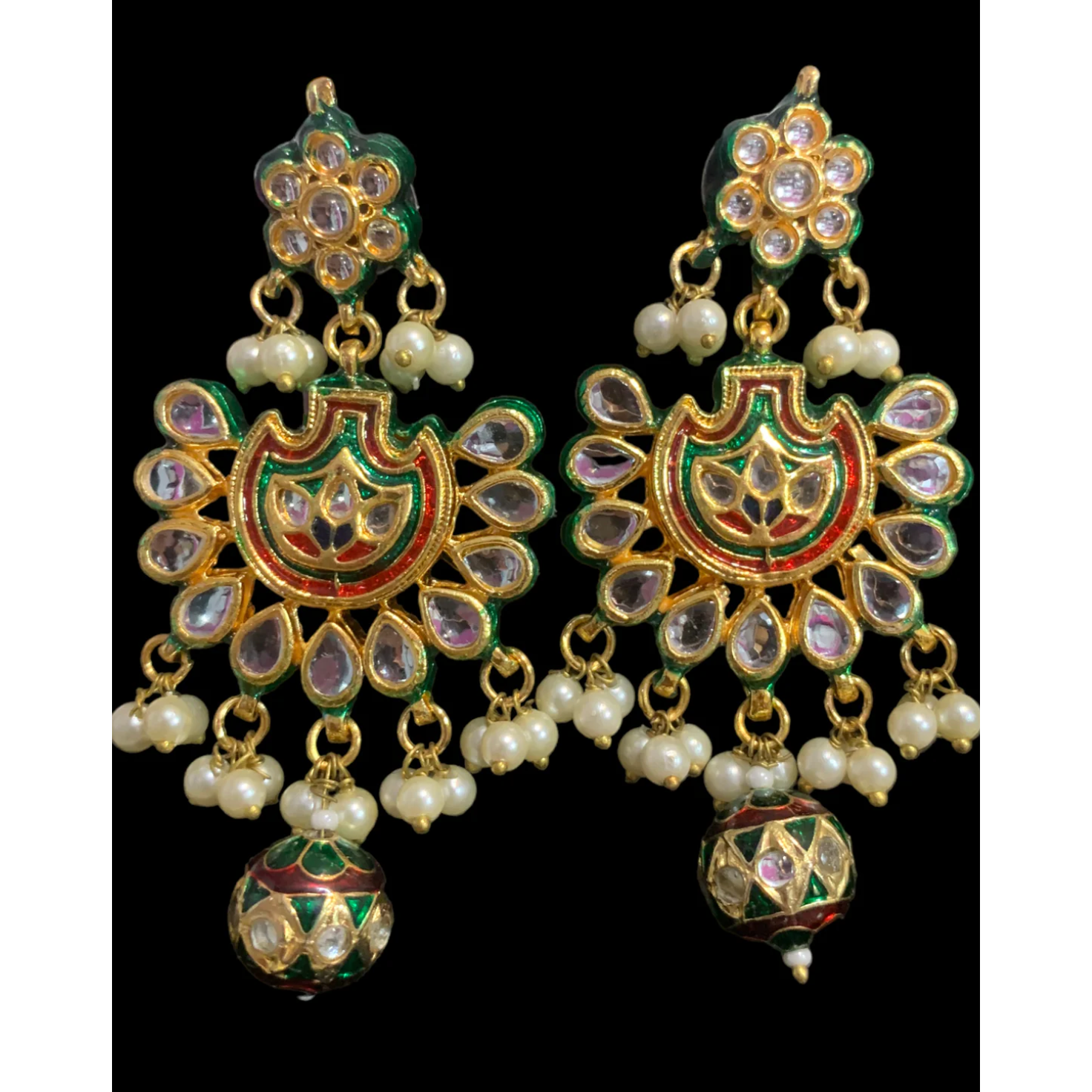 Gold Finish 5 Motif Kundan Necklace set